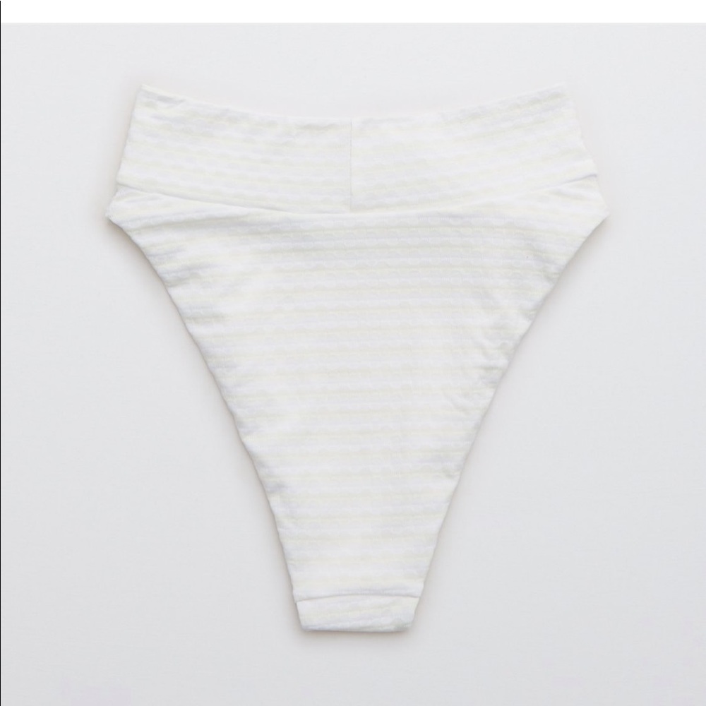 Aerie high cut striped jacquard cheeky bikini bottom. new w/ tags!